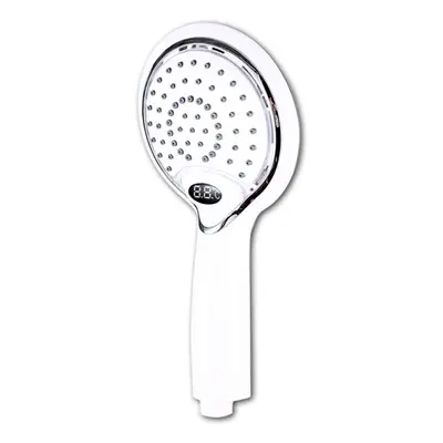 (White) LED Light Shower Head Bathroom Handheld Digital Display Adjustable Water Speed