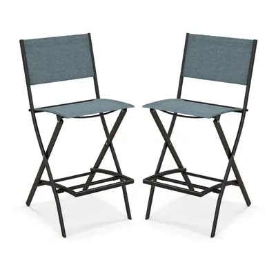 Outdoor Bar Chair Set of Folding Bar Height Stool w/ Footrest