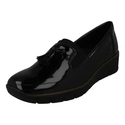 (Black, UK 4) Ladies Rieker Tassel Detail Formal Shoe