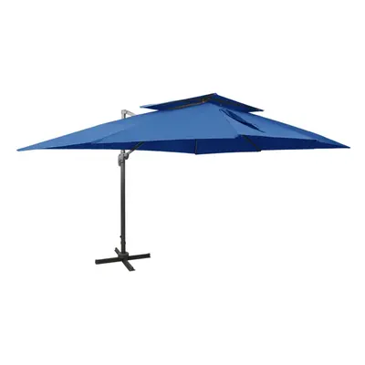 vidaXL Cantilever Umbrella with Double Top Azure Blue 400x300 cm Sunshade