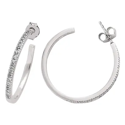 Jewelco London Ladies Sterling Silver Cubic Zirconia Half Eternity Hoop Earrings 30mm - GVE241