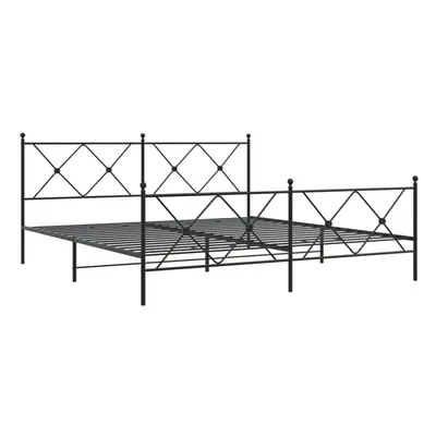 (black, 180x200 cm/with headboard & footboard) vidaXL Metal Bed Frame with Headboard and Footboa