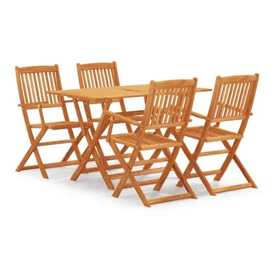 vidaXL Folding Outdoor Dining Set Piece Solid Eucalyptus Wood Table & Chair