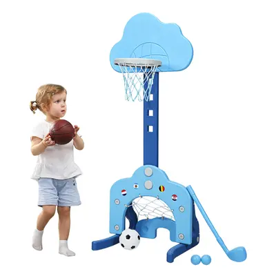 Kids Basketball Hoop Set Sports Activity Center w/ Basketball Soccer Ball