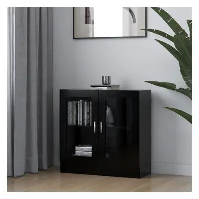 vidaXL Vitrine Cabinet Black Chipboard Book Storage Rack Bookcase Sideboard