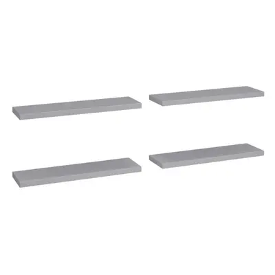 vidaXL 4x Floating Wall Shelves Grey 90x23.5x3.8 cm MDF Display Hanging Rack