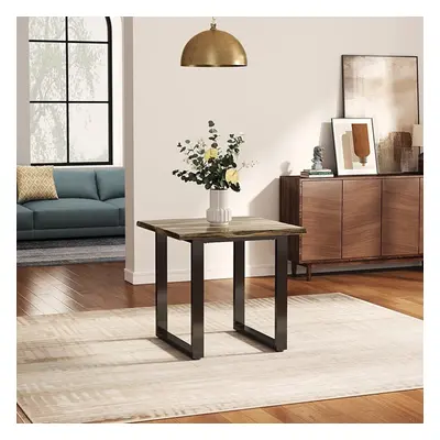 Solid Wood Rectangular Dining Table with Metal Legs