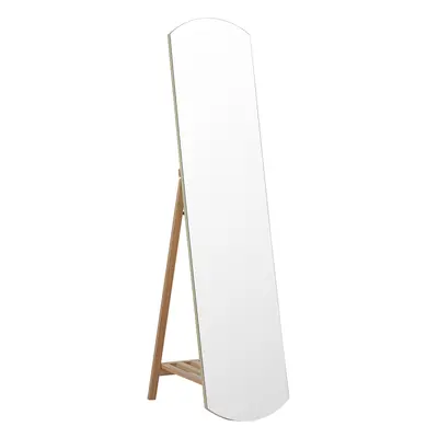 Standing Mirror with Shelf CHERBOURG Wood Light Wood