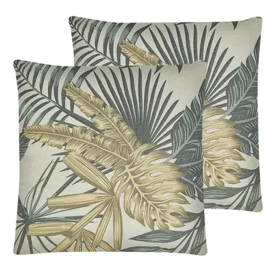 Set of Cushions Leaf Pattern x cm Multicolour TAGETES