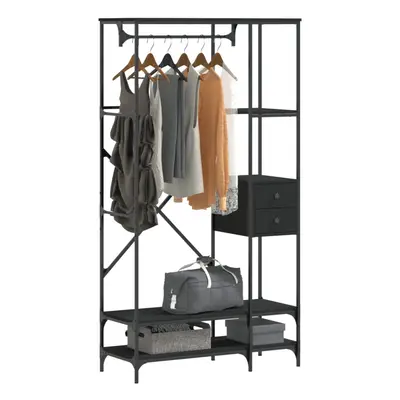 vidaXL Clothes Rack with Shelves Black Engineered Wood