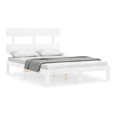 (white, x cm/with headboard) vidaXL Bed Frame Bedroom Platform Bed Mattress Foundation Bedstead 