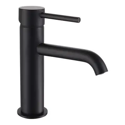 Modern Deck Mounted Matte Black Cloakroom Round Basin Sink Mono Mixer Tap