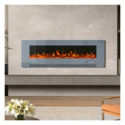 Grey Inch Wall Mounted LED Electric Fireplace with Flame Colours