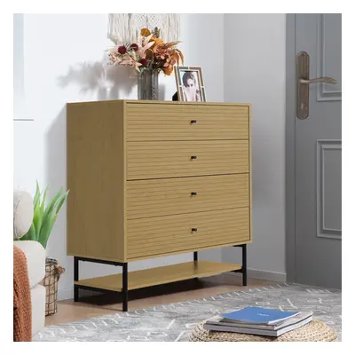 4-Tier Bedroom Chest Storage Cabinet with Bottom Shelf