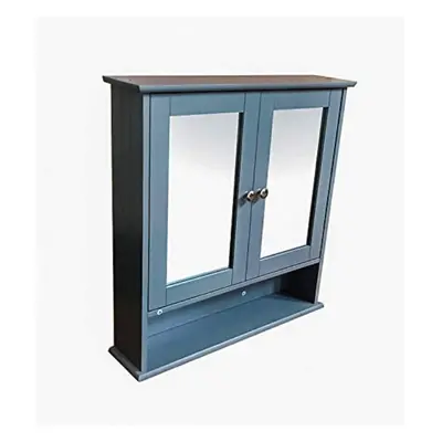 Grey Double Door Mirror With Shelf Bathroom Cabinet -G-0311