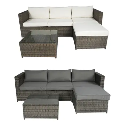 (Grey) Charles Bentley L-Shaped Seater Outdoor Rattan Furniture Lounge Set