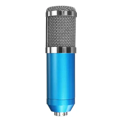 (Blue) Condenser Microphone Live Broadcast Mic Computer Karaoke Large Diaphragm with Bracket for