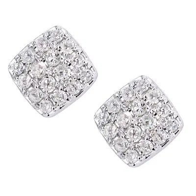 Jewelco London 9ct White Gold Round 15pts Diamond Halo Stud Earrings - DE1AXL646W