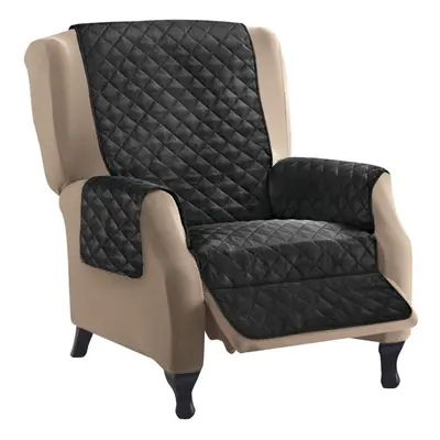 (Black, Single) Sofa Recliner Quilted Cover Protector, Reversible