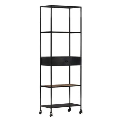 Book Cabinet 60x35x180 cm Rough Mango Wood & Iron