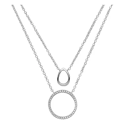 Jewelco London Ladies Sterling Silver Cubic Zirconia Pave Halo Charm Necklace inch - GVK145RH