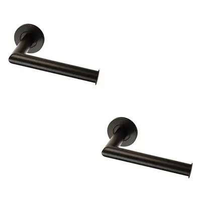 2x Mitred Bathroom Toilet Roll Holder on Rose Concealed Fix Matt Black