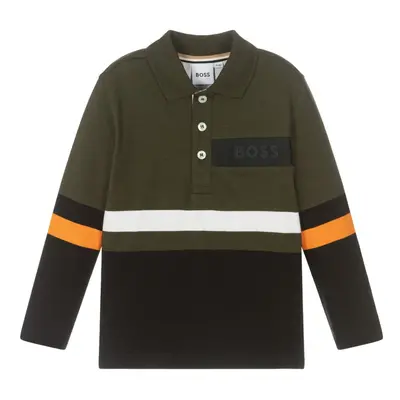 (14 Years) Hugo Boss Junior's J25M35 Long Sleeved Polo Shirt Green