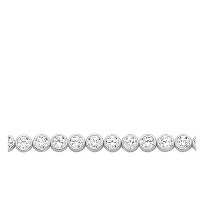 Jewelco London Ladies Rhodium Plated Sterling Silver CZ Donut Ring Bubbles Eternity Tennis Neckl