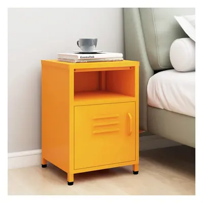 vidaXL Nightstand Mustard Yellow Steel Bedroom Bedside Side Storage Cabinet