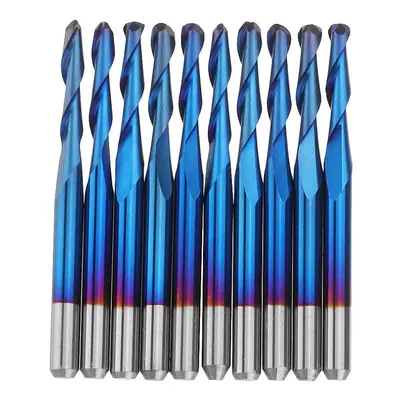 (2.5mm) 10pcs 3.175mm Shank Blue Coated Spiral Ball Nose End Mill 0.8-3.175mm CNC Milling Cutter