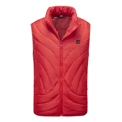 (Red, 3XL) USB Heated Vest Men Winter Electrical Heated Sleeveless Jacket Outdoor Hiking