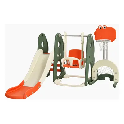 5 in Kids Climber Set W/ Basketball Football Game Slide & Swing