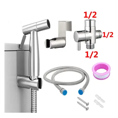 (1/2 Inch) Handheld Bidet Sprayer for Toilet Adjustable Pressure Faucet Diaper Set with Hose Att