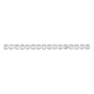 Jewelco London Ladies Rhodium Plated Sterling Silver CZ Semi Bezel Eyelids Tennis Bracelet 3mm +