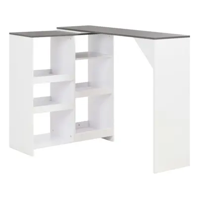 vidaXL Bar Table with Moveable Shelf White Coffee Dining Tall Breakfast Stand