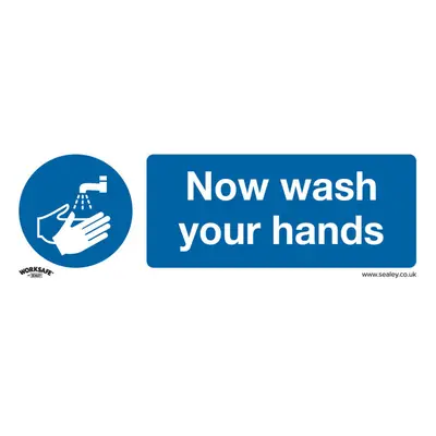 10x NOW WASH YOUR HANDS Health & Safety Sign - Rigid Plastic x 100mm Warning