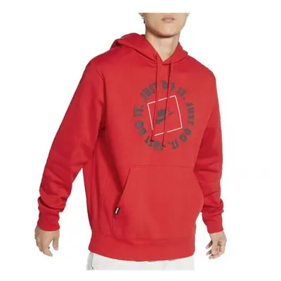 (L) NIKE Mens Fleece Hoodie JDI Hooded Sweatshirt Red