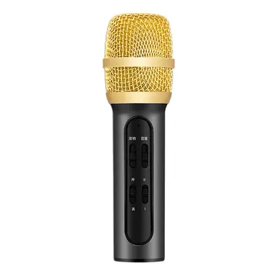 (Black) Professional Karaoke Condenser Microphone Portable with ECHO Sound Card for Mobile Phone