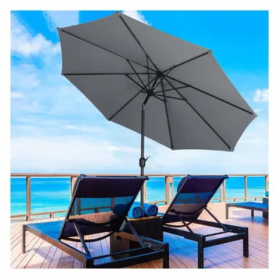 (Dark Grey, No Base) Garden Parasol Tilt Crank Patio Sunshade Umbrella 3M