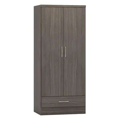 Nevada Wardrobe Door Drawer Black Wood Grain Effect Drawer Hanging Rail