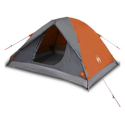 vidaXL Camping Tent Persons Portable Dome Tent Grey and Orange 190T Taffeta