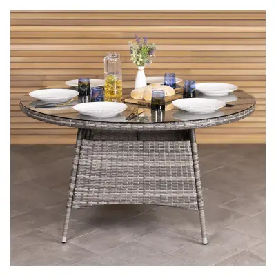 Charles Bentley Rattan Seater Dining Table - Grey Parasol Hole Weatherproof Contemporary style 2