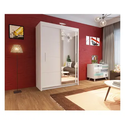 (150cm, White) Sliding Mirror Door Wardrobe | Vision