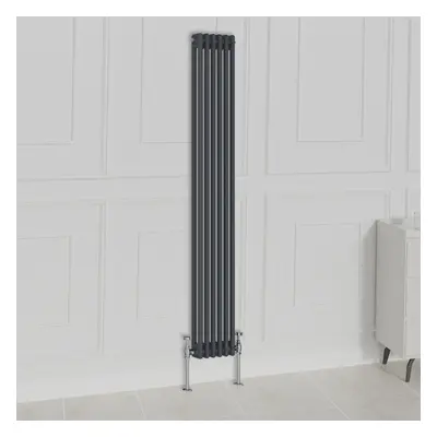 (1800x290mm-2 Column, Anthracite) NRG Traditional Radiator Horizontal Vertical Cast Iron Style D