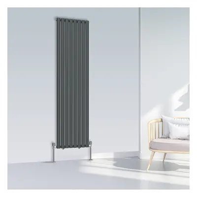 (1800x472mm Single, Anthracite) NRG Oval Column Designer Radiator Horizontal Vertical Central He