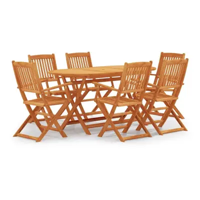 vidaXL Folding Outdoor Dining Set Piece Solid Eucalyptus Wood Table & Chair