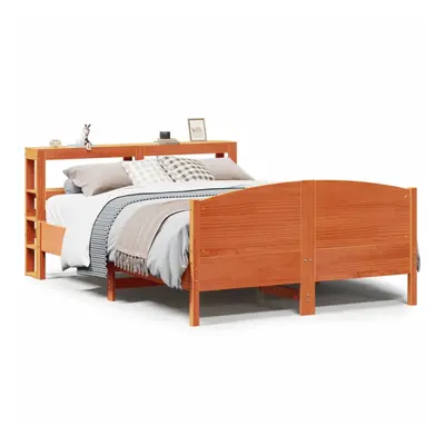 vidaXL Bed Frame with Headboard Bed Base Wax Brown 160x200 cm Solid Wood Pine