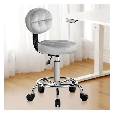 (Grey) Round Swivel Office Stool with Foot Rest