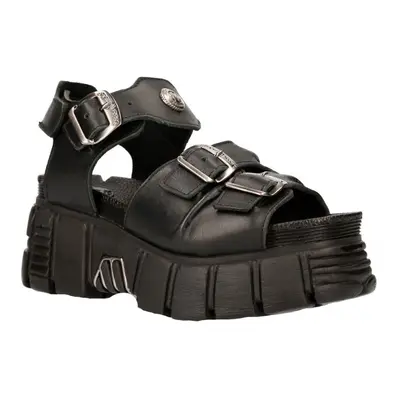 (39) New Rock M-BIOS101-C2 Metallic Black Leathr Sandal