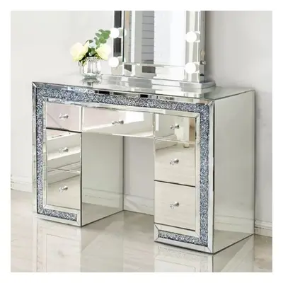 7 Drawer Mirrored Crushed Diamond Dressing Table